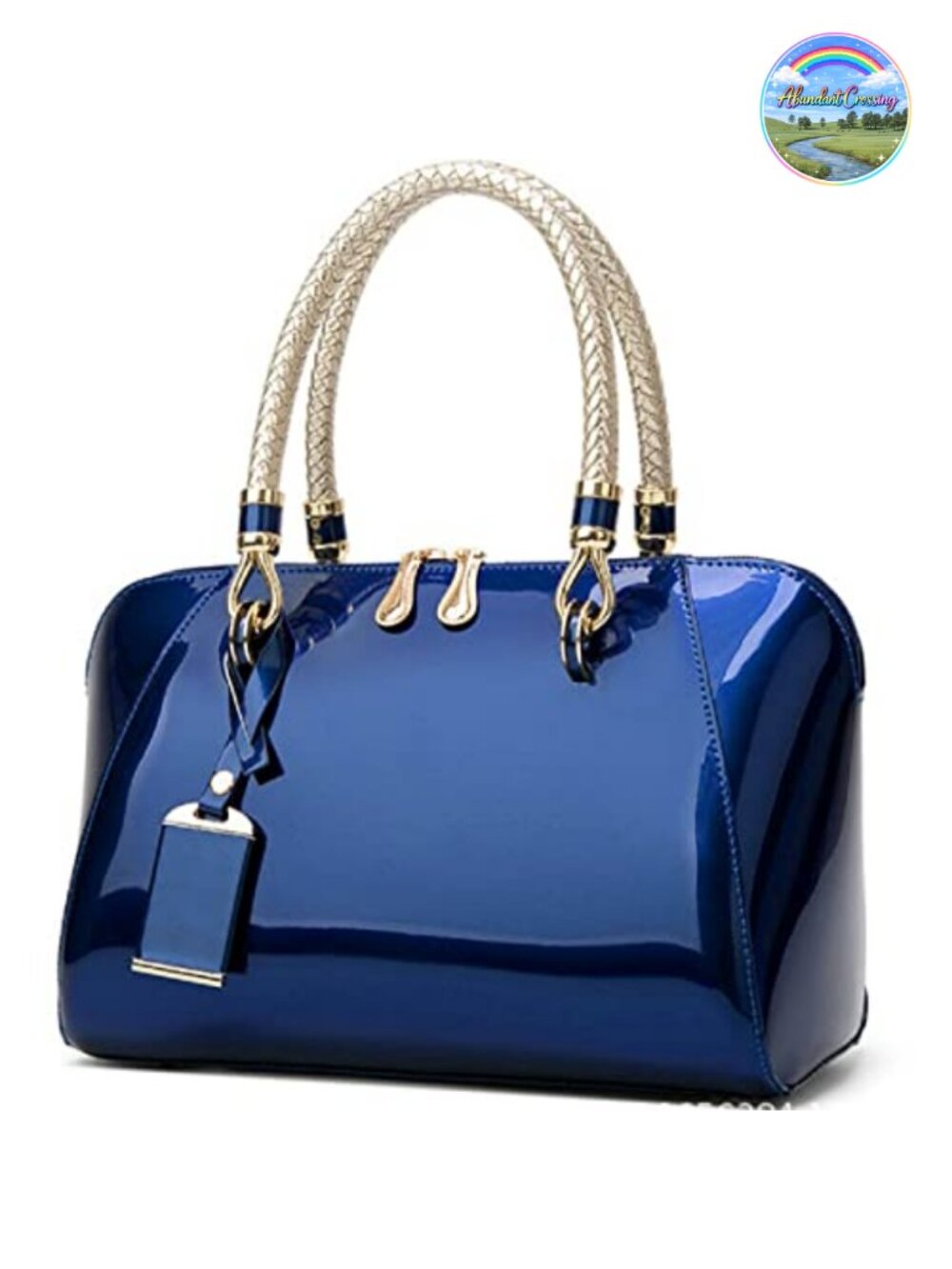 Shiny Patent Faux Leather Satchel Crossbody Bag Top Handle Purse Shoulder Bag